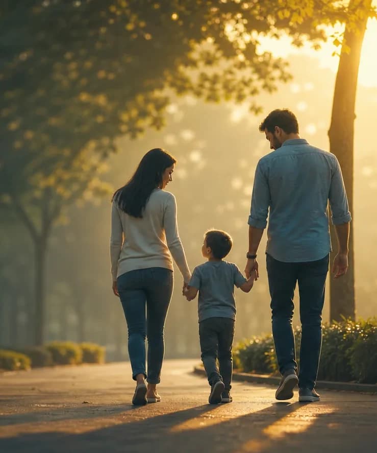 Família reunida em casa, representando proteção e continuidade